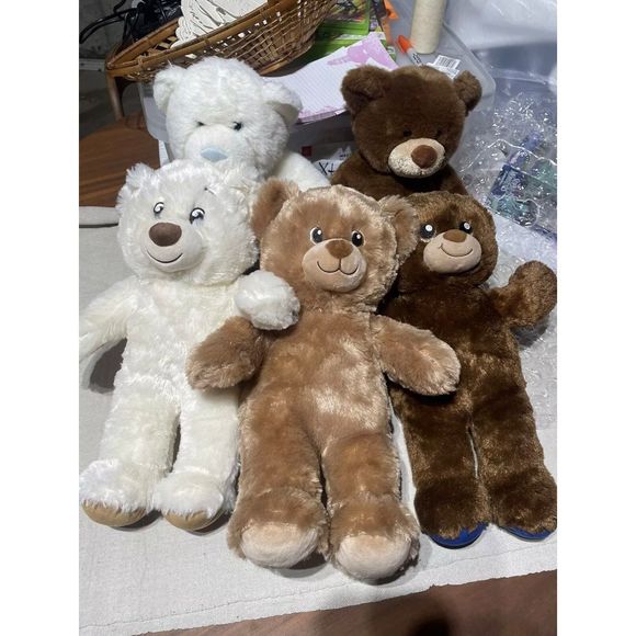 One Vintage Build A Bear Cream/White Teddy Bear #5 Good Condition! - Picture 3 of 4